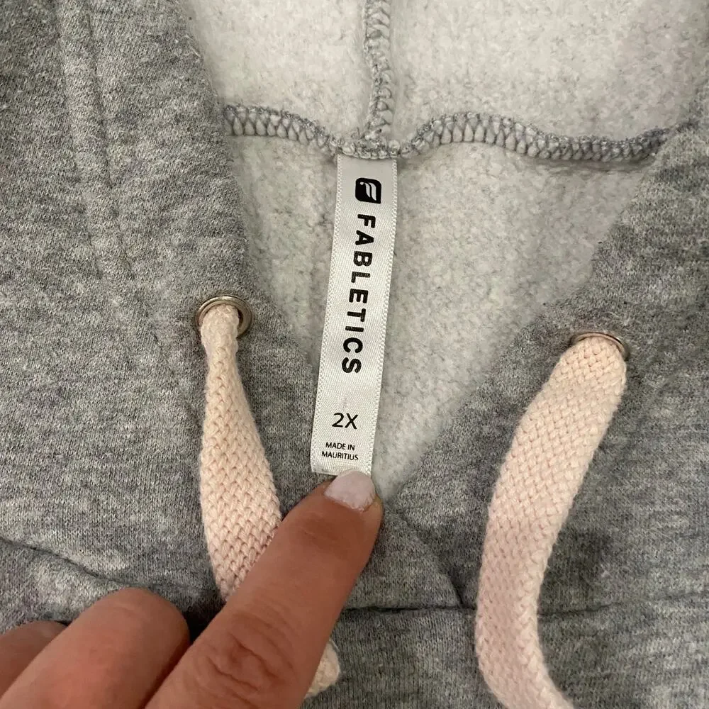 Fabletics Charlee Pullover Hoodie Gray Fleece Flowy Oversized Women's 2X